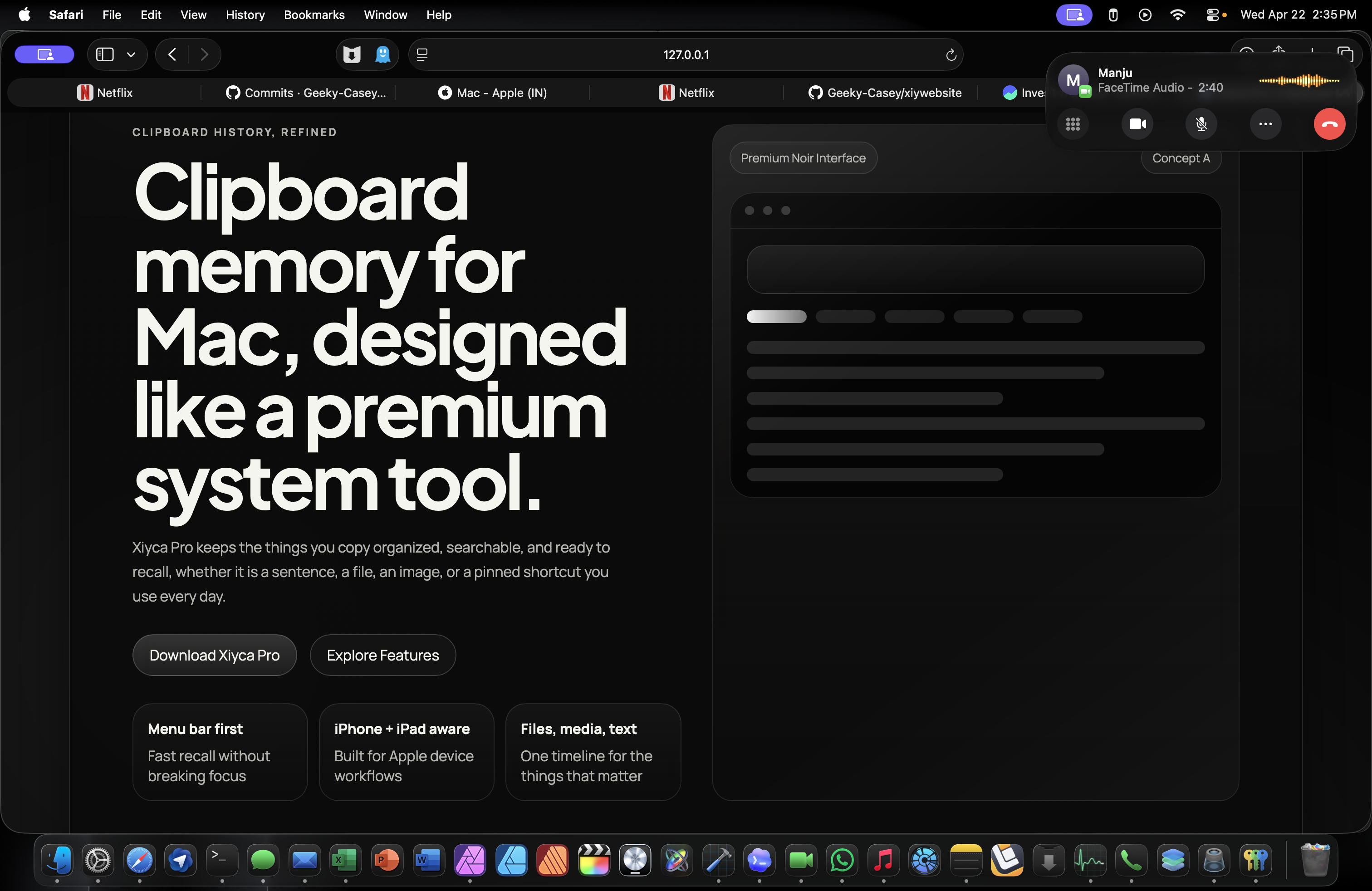 Xiyca Pro desktop preview